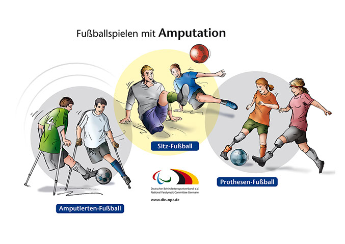 Illustrationen–Layout–Motive des Behinderten Fußballs ©Frank Engel Deutscher Behindertensportverband e.V. National Paralympics Commitee Germany